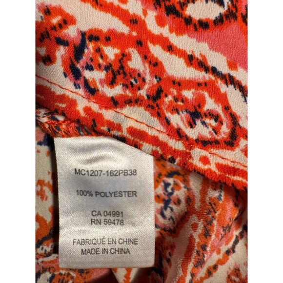 Lucy & Laurel Womens Orange & Navy Sleeveless Tank Top Blouse With Pattern Small - Picture 6 of 6